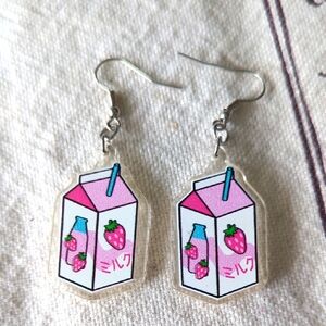 Strawberry Milk Carton Earrings